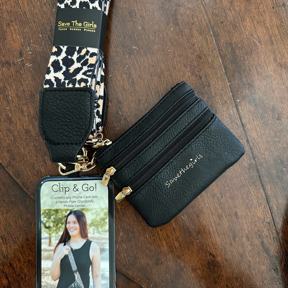 The Girls Black and Leopard Crossbody Bag
